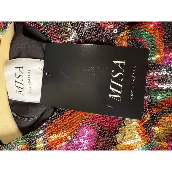 Misa Los Angeles Sequin Mini Dress Size: XS Psychodelic Floral Grove - Picture 4 of 5